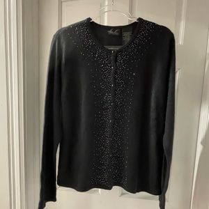 Fun festive black glass bead cardigan sweater